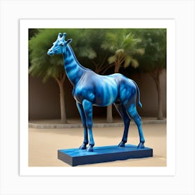 Estatua Jirafa Marmol Azul Art Print