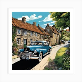 Old Car On A Country Road 1 Art Print