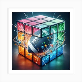 An Image Of A Colorful Transparent Rubik S Magic Cube With A Rugby Ball Inside 2 Art Print