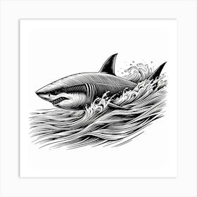 Line Art shark 3 Art Print