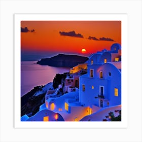 Sunset In Oia Art Print