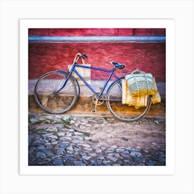 Shopping Bags On Bicycle Square Art Print