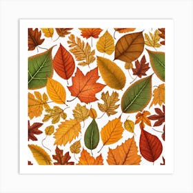 Autumn Leaves Seamless Pattern 9 Art Print