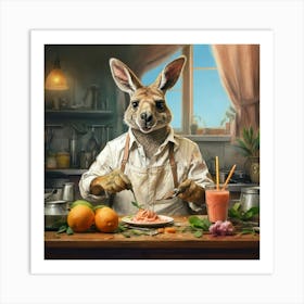 Kangaroo In The Kitchen Art Print