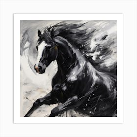 Black Spirit Horse Art Print