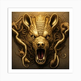 Golden Lion Head Art Print