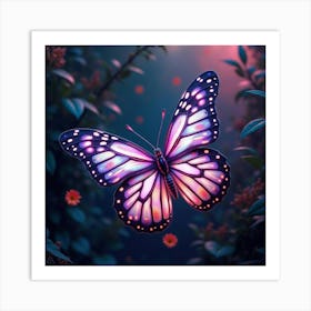 A Surreal Butterfly With Wings Of Shifting, Neon Patterns Fluttering Through A Cosmic Garden Art Print