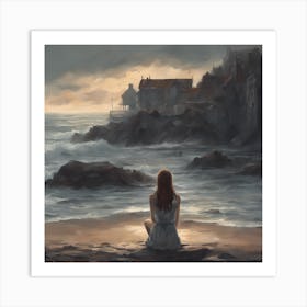 Girl At The Beach Art Print