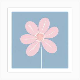 A White And Pink Flower In Minimalist Style Square Composition 2 Art Print