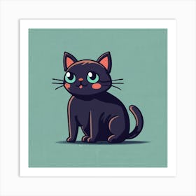 Pixel Art Black Cat Poster Art Print