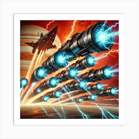 A Sci Fi Depiction Of Storm Torpedoes Being Fired Art Print