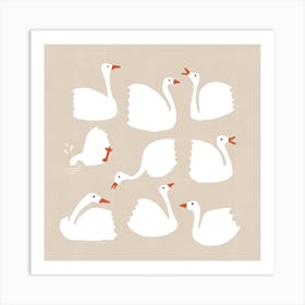 White Geese 1 Art Print