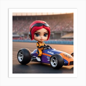 Girl In A Race Car Art Print