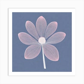 A White And Pink Flower In Minimalist Style Square Composition 599 Art Print