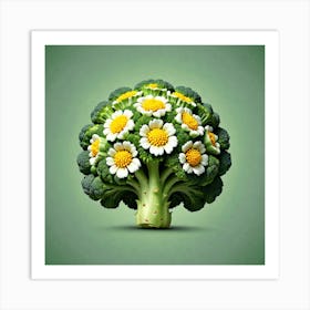 Daisies On Broccoli Art Print