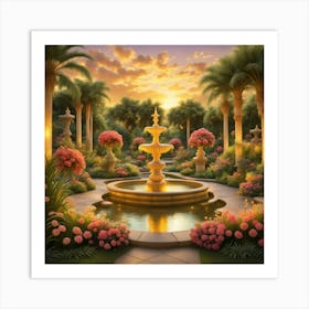 Sunset In The Garden Art Print