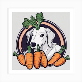 Dog With Carrots Art Print