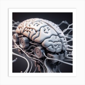 Brain With Wires Art Print