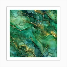 Abstract Emerald Green Painting Art Print