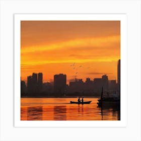 Sunset In Shanghai Art Print