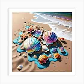 Sea Shells In Sand Art Print