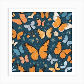 Seamless Pattern With Butterflies 3 Art Print