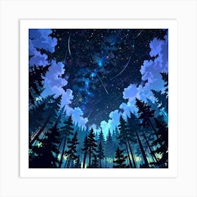 Leonardo Anime Xl A Dreamy Nighttime Forest Scene With A Deep 2 (1) Art Print