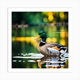Mallard Duck In Water Art Print