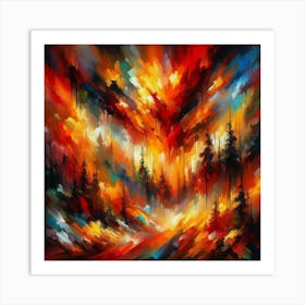 Fire In The Forest 18 Art Print