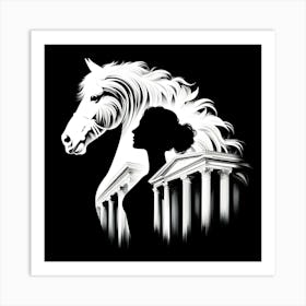 Horse And Woman Silhouette Art Print