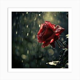 Rain Rose Art Print