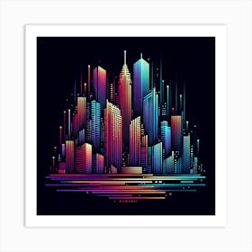 Neon City Skyline Poster