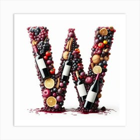 Funny Alpabet - W (Wine) Art Print