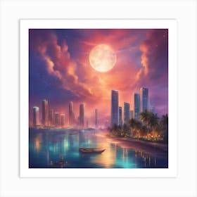 Miami At Night Art Print