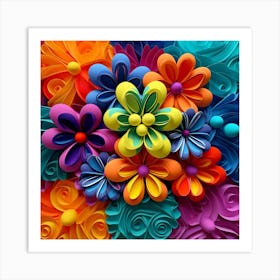 Colorful Paper Flowers Art Print