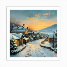 Winter Village Art Print