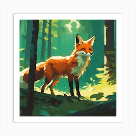 Fox In The Forest 25 Art Print