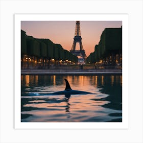 Orca In Paris Eiffel tower Art Print