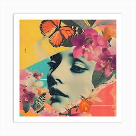 Butterfly And Flowers 1 Art Print