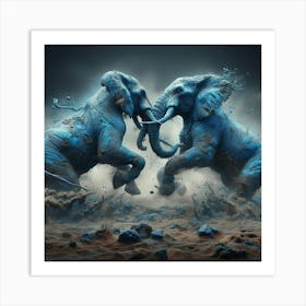 Elephants Fighting 1 Art Print