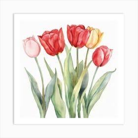 Watercolor Tulips 3 Art Print