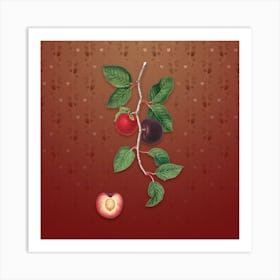 Vintage Apricot Botanical on Falu Red Pattern Art Print