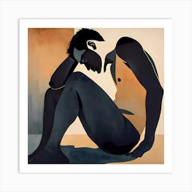 The Thinker, Abstract Man Sitting On The Floor Art Print