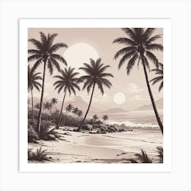 Palm Trees On The Beach 5 Art Print