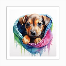 Puppy In A Bag Art Print