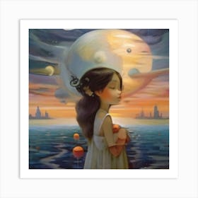 Girl In The Moonlight Art Print