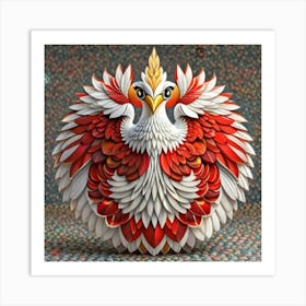 Gallina Roja Y Blanca Exibiendo Plumaje Art Print