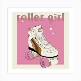 Celebrate The 80s Roller Girl Square Art Print