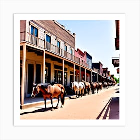 Horses On The Street Art Print