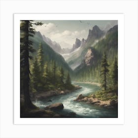 River In The Mountains Art Print